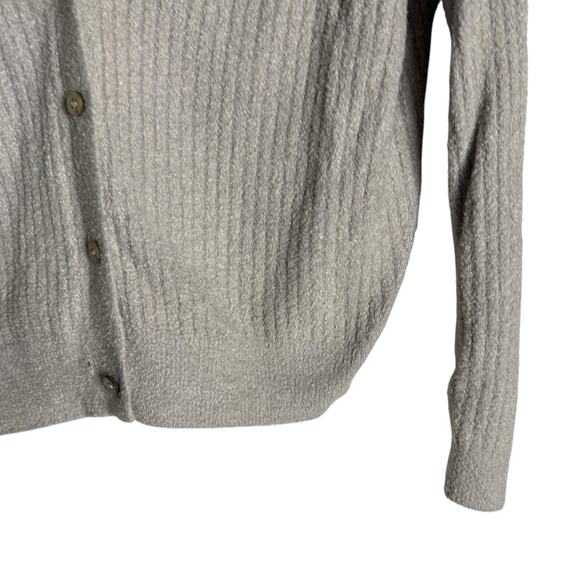 Barefoot Dreams CozyChic Lite V-Neck Light Gray Button Front Cardigan Sweater S - Picture 2 of 6